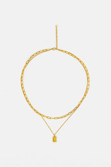 Stacked Necklace with Paperclip & Charm
